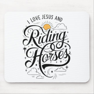I Liebe Jesus and Riding Pferde Pferde Girls Wom Mousepad