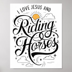 I Liebe Jesus and Riding Pferde Pferde Girls Wom Poster