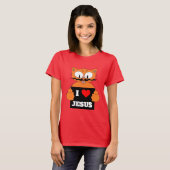 "I Liebe Jesus" Cartoon Cat Señor Gato Christlich T-Shirt (Vorne ganz)