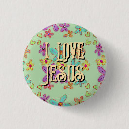 I Liebe Jesus Christlich Girl Blume Grün Button