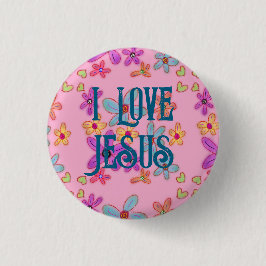I Liebe Jesus Christlich Girl Rosa Bläschen Button