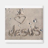 I Liebe Jesus geschrieben in Sand Magnet (Vorne)