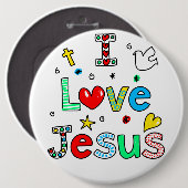 I Liebe Jesus I Doodles I Colorus 6x6 Schaltfläche Button (Vorne & Hinten)