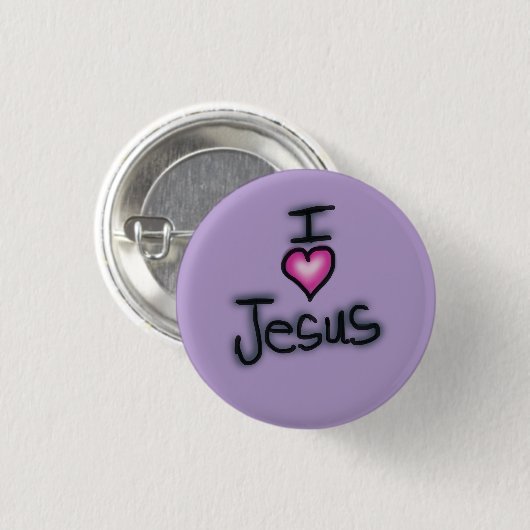 I Liebe Jesus I Herz Jesus Lila Button (Vorne & Hinten)