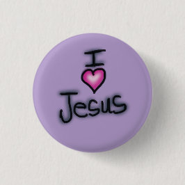I Liebe Jesus I Herz Jesus Lila Button