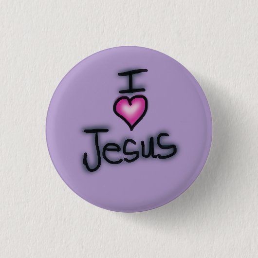 I Liebe Jesus I Herz Jesus Lila Button (Vorderseite)