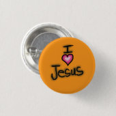 I Liebe Jesus I Herz Jesus Orange Button (Vorne & Hinten)