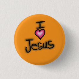 I Liebe Jesus I Herz Jesus Orange Button