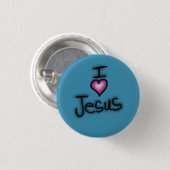 I Liebe Jesus ich höre Jesus Blue Button (Vorne & Hinten)