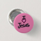 I Liebe Jesus ich höre Jesus Rosa Button (Vorne & Hinten)