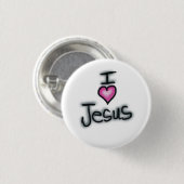 I Liebe Jesus ich höre Jesus White Button (Vorne & Hinten)