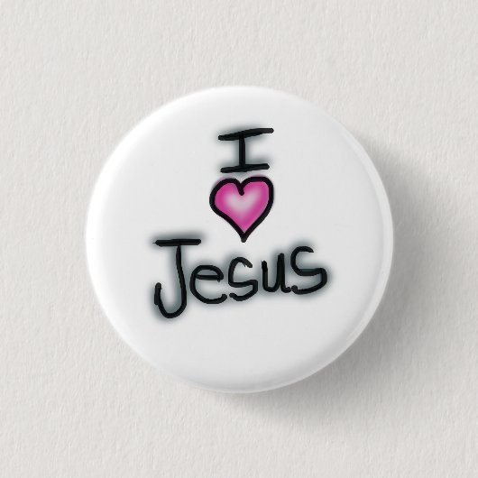 I Liebe Jesus ich höre Jesus White Button (Vorderseite)