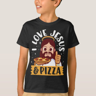 I Liebe Jesus & Pizza Pepperoni Christlicher Carto T-Shirt