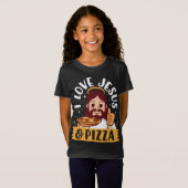 I Liebe Jesus & Pizza Pepperoni Christlicher Carto T-Shirt (Vorne ganz)