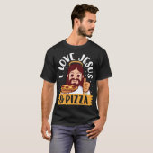 I Liebe Jesus & Pizza Pepperoni Christlicher Carto T-Shirt (Vorne ganz)