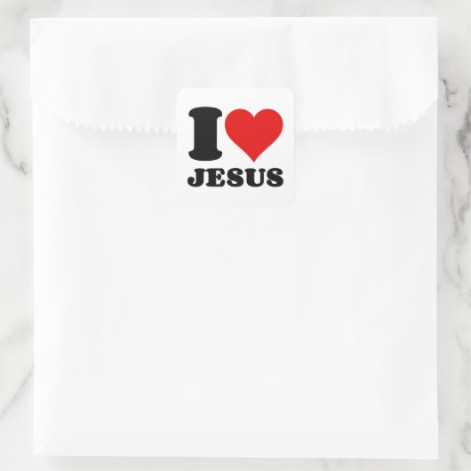 I LIEBE JESUS QUADRATISCHER AUFKLEBER (Tasche)