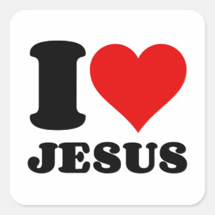 I LIEBE JESUS QUADRATISCHER AUFKLEBER