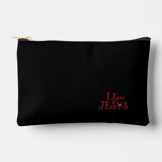 I Liebe Jesus Red Script Black Zubehörtasche (Vorderseite)