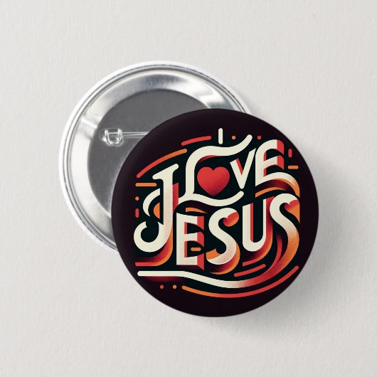 I Liebe Jesus Retro Christlich Button (Vorne & Hinten)