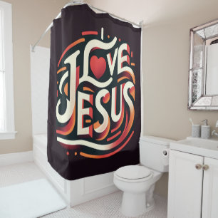 I Liebe Jesus Retro Christlich Duschvorhang