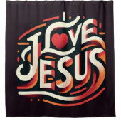 I Liebe Jesus Retro Christlich Duschvorhang (Vorderseite)