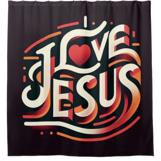 I Liebe Jesus Retro Christlich Duschvorhang (Vorderseite)