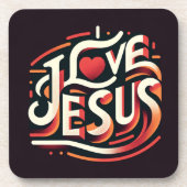 I Liebe Jesus Retro Christlich Getränkeuntersetzer (Vorderseite)