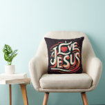 I Liebe Jesus Retro Christlich Kissen<br><div class="desc">I Liebe Jesus Retro Christliches Kissen</div>