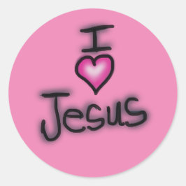 I Liebe Jesus Rosa Herz Runder Aufkleber