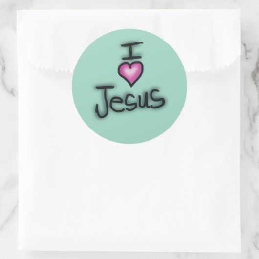 I Liebe Jesus Rosa Herz Runder Aufkleber (Tasche)