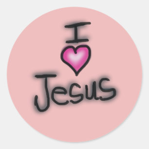 I Liebe Jesus Rosa Herz Runder Aufkleber