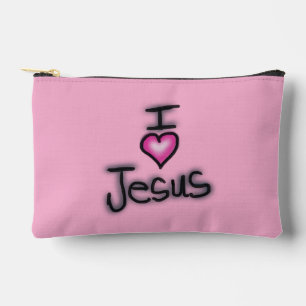I Liebe Jesus Rosa und Schwarz Zubehörtasche