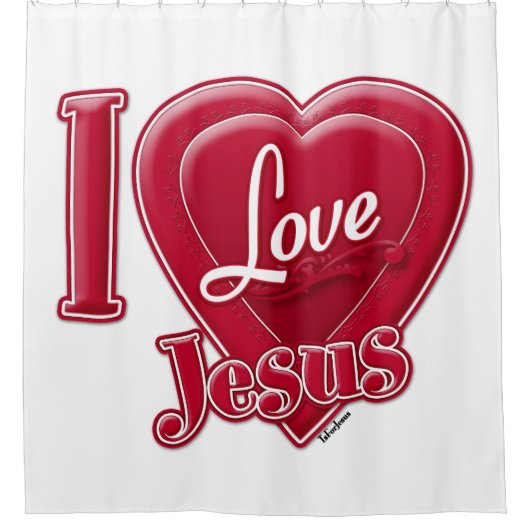 I Liebe Jesus Rotes Herz Duschvorhang (Vorderseite)