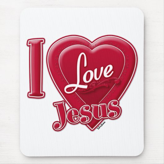 I Liebe Jesus Rotes Herz Mousepad (Vorne)