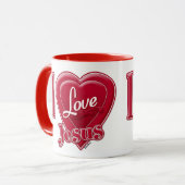 I Liebe Jesus Rotes Herz Tasse (Vorderseite Links)