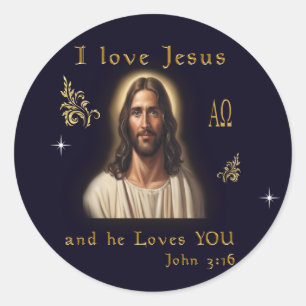 I Liebe Jesus Runder Aufkleber