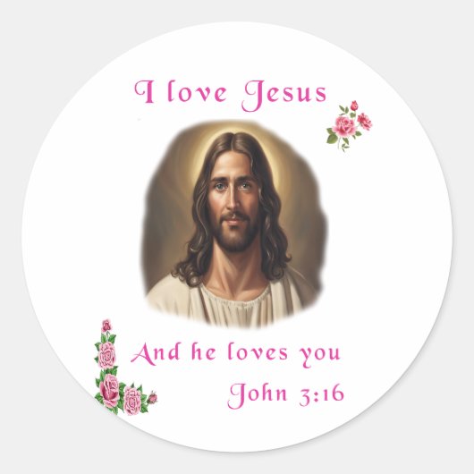 I Liebe Jesus Runder Aufkleber (Vorderseite)