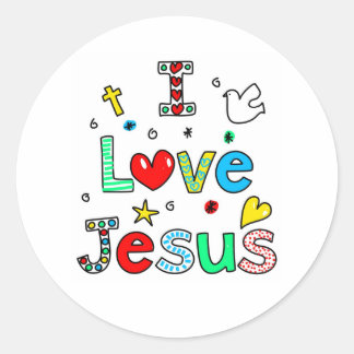 I Liebe Jesus Runder Aufkleber