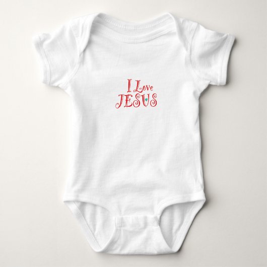 I Liebe Jesus Türkis Herz Baby Strampler (Vorderseite)