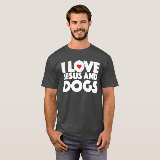 I Liebe Jesus und Hundet-shirt religiöses T-Shirt (Vorne ganz)