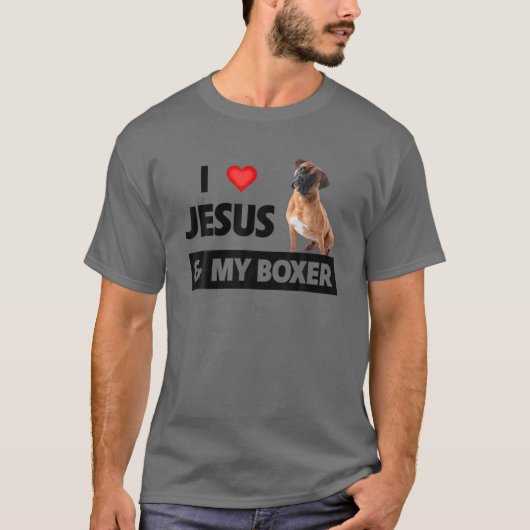 I Liebe Jesus und mein Boxer Hund Mama Vater Haust T-Shirt (Vorderseite)