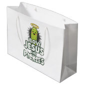 I Liebe Jesus und Pickles Große Geschenktüte (Rückseite Schrägansicht)