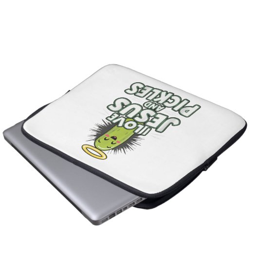 I Liebe Jesus und Pickles Laptopschutzhülle (Vorne Knopf)