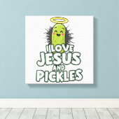 I Liebe Jesus und Pickles Leinwanddruck (Insitu (Holzboden))