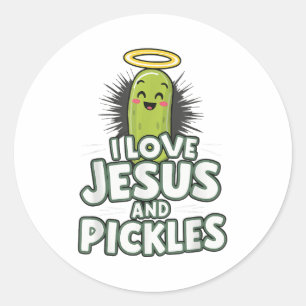I Liebe Jesus und Pickles Runder Aufkleber