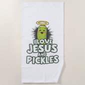 I Liebe Jesus und Pickles Strandtuch (Vorderseite)