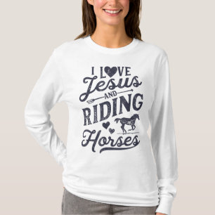 I Liebe Jesus und Reitpferde Pferdeschlitten T-Shirt