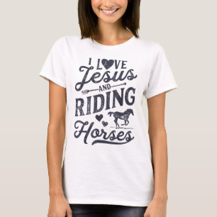 I Liebe Jesus und Reitpferde Pferdeschlitten T-Shirt
