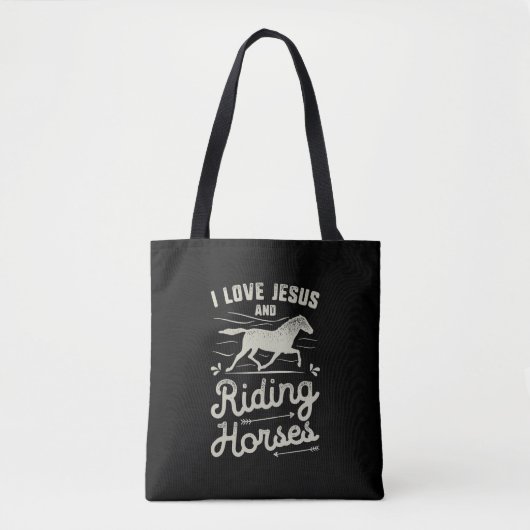 I Liebe Jesus und Reitpferde Pferdeschlitten Tasche (Vorderseite)
