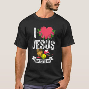I Liebe Jesus und Softball Coach Themed Outdoor Pl T-Shirt